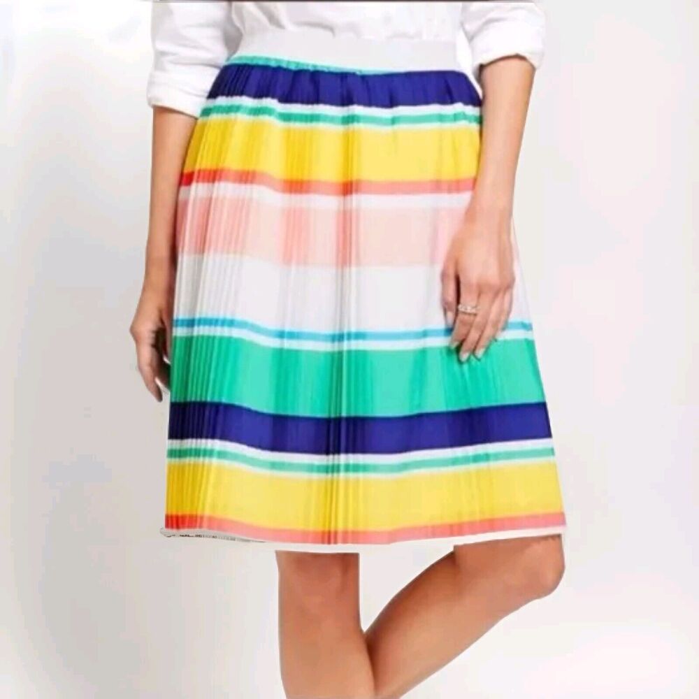 Merona Multicolor Striped Accordion Pleated Skirt Size Small Circle Skater